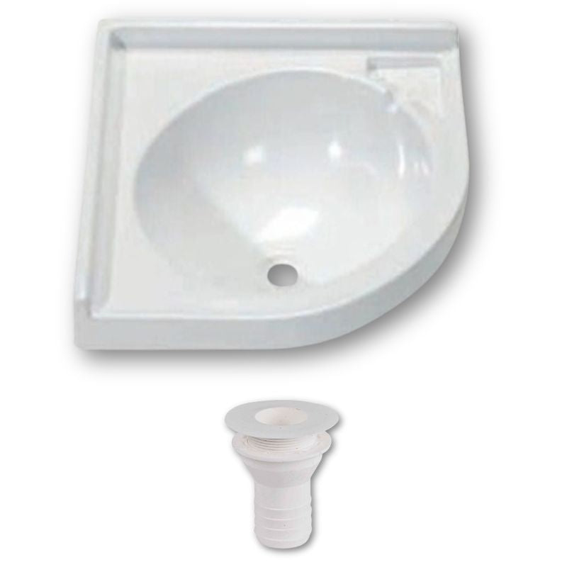 Comet lavandino angolare bagno camper piletta dritta 25mm