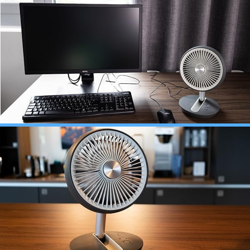 Eurom ventilatore pieghevole portatile in uso 2