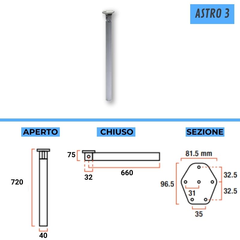 Lippert Serie Astro 3 gamba pieghevole tavolo camper
