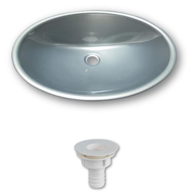 RV Basic lavandino ovale silver con piletta dritta 20mm