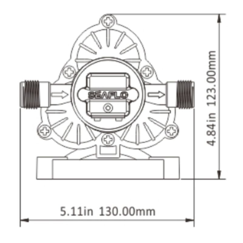 SeaFlo Serie 33 disegno tecnico misure testata