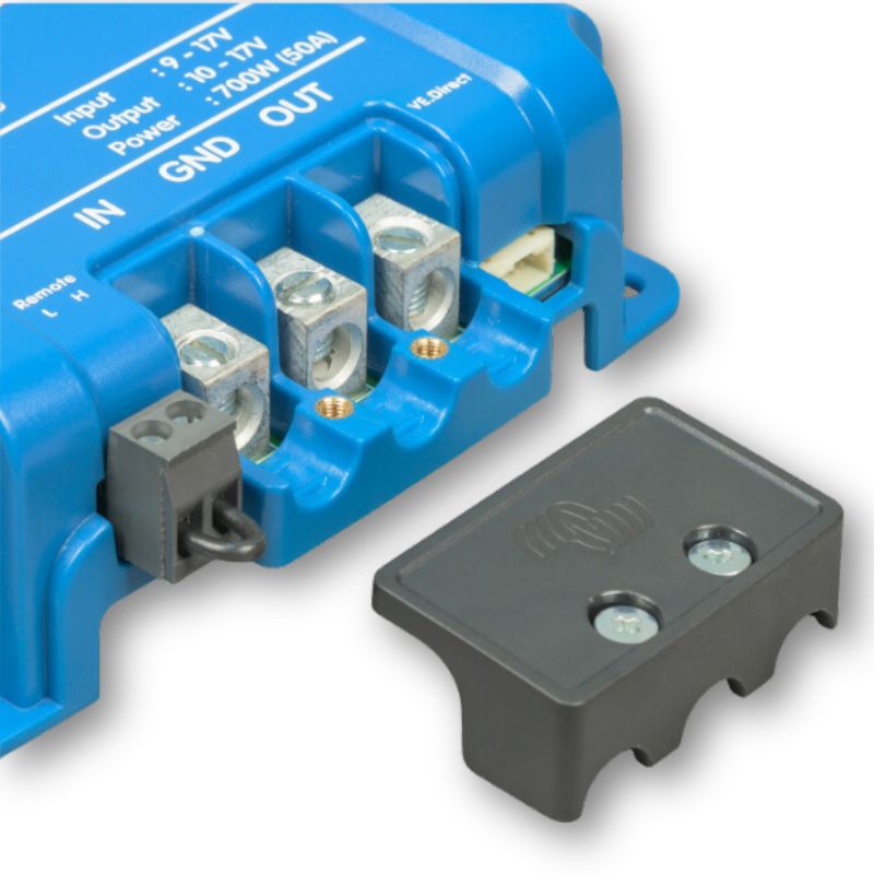 Victron Energy- Orion XS 12|12-50A dettaglio collegamenti elettrici morsetti