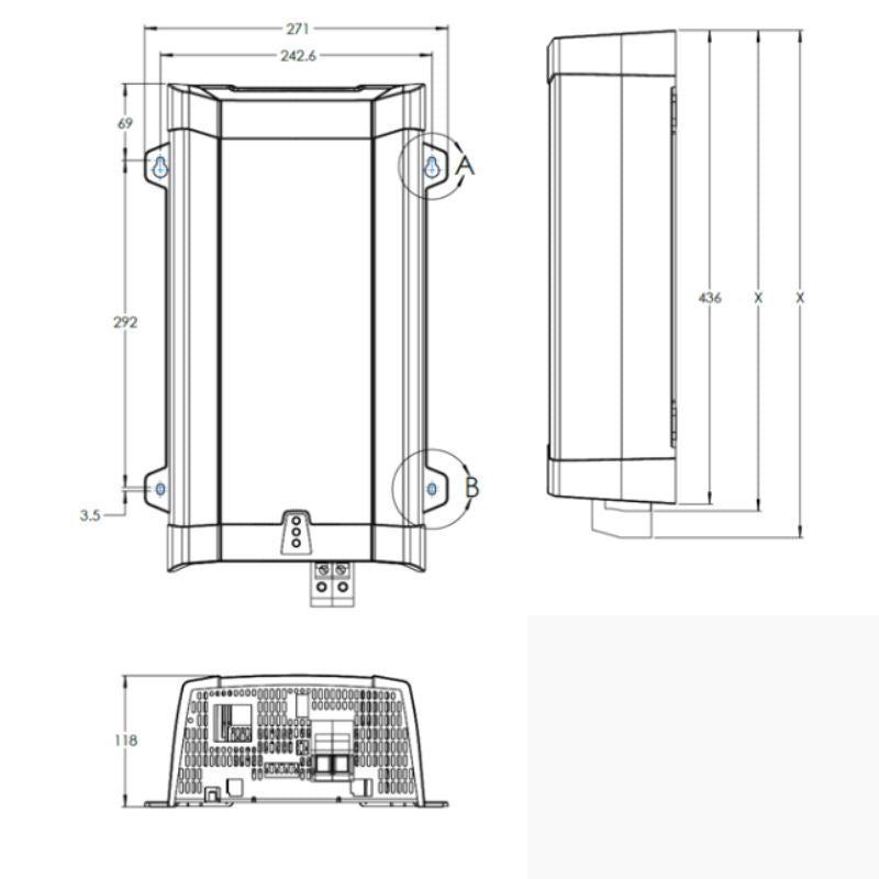 Victron Energy Multiplus 12/1600/70 disegno tecnico misure