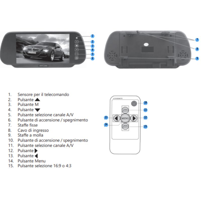 ALCAPOWER - MONITOR DA RETROVISORE