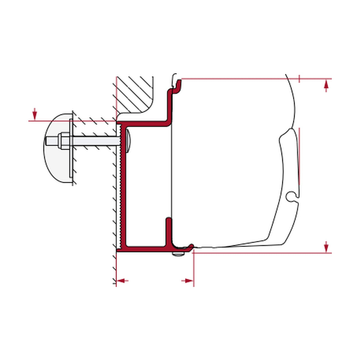 Fiamma Adapter Eura Mobil Karmann, tendalino F45: disegno di montaggio