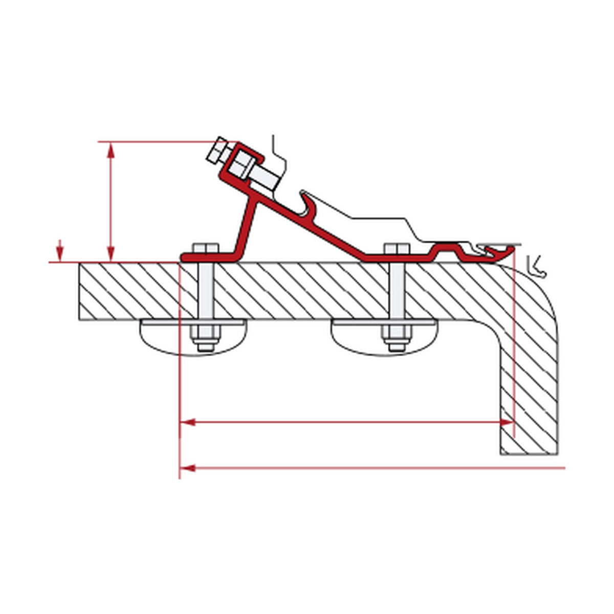Fiamma Adapter Standard F65 Eagle 400, tendalino: disegno di montaggio