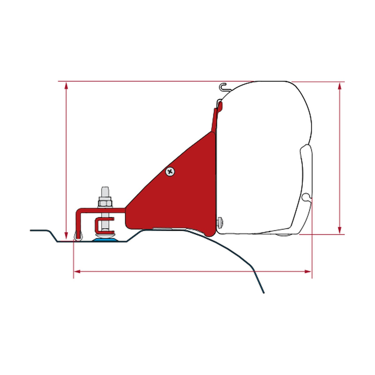 Fiamma Kit Ducato H2, staffe tendalino F45S a parete, versione dal 2006 l2: disegno di montaggio