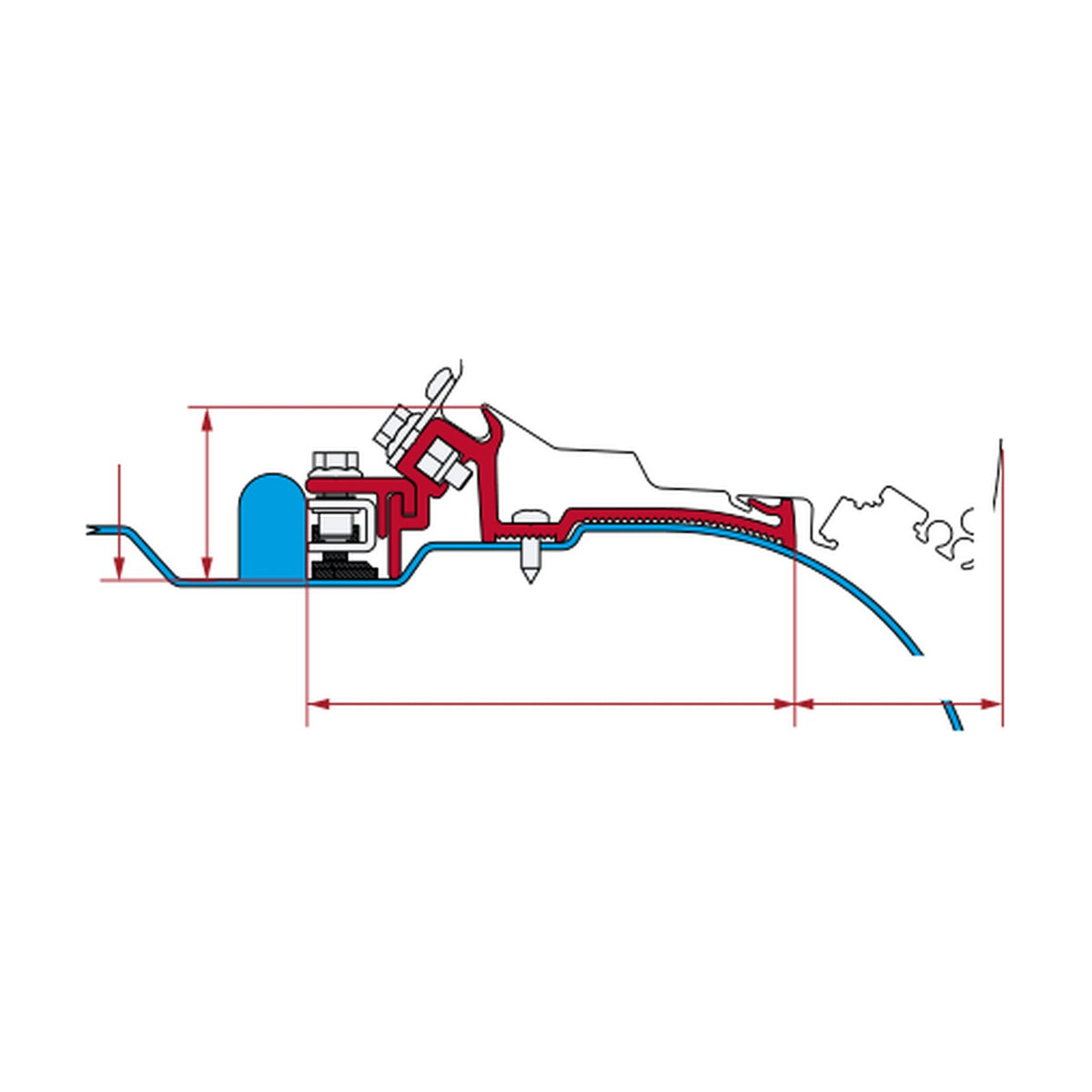 Fiamma Kit Iveco Daily H2 2006-2014, tendalino F80: disegno di montaggio