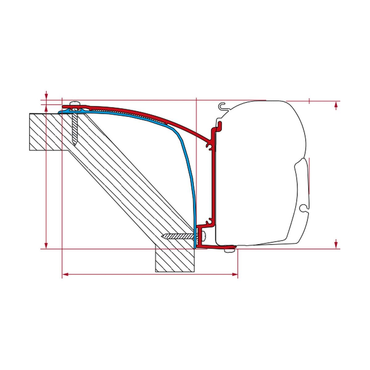 Fiamma Kit Laika Ecovip 07, staffe tendalino F45: disegno di montaggio