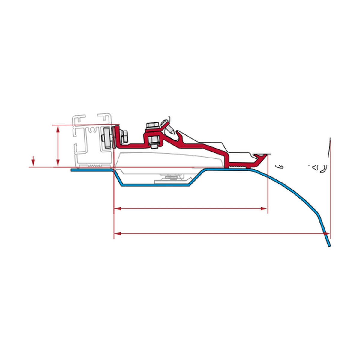 Fiamma Kit Smart Clamp Ducato, tendalino F80S: disegno di montaggio