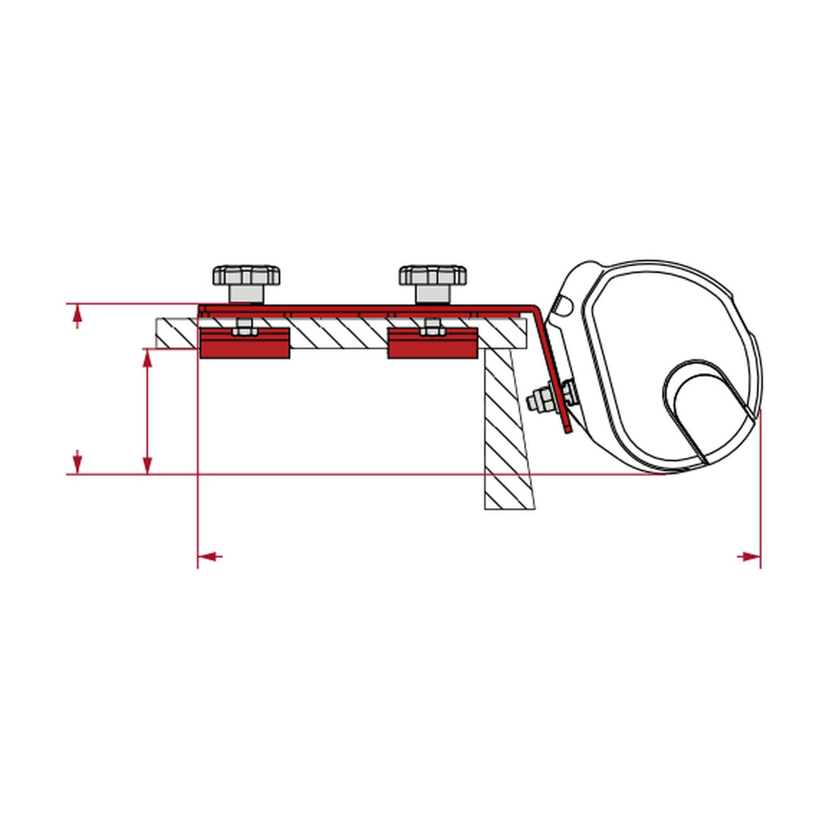 Fiamma Kit Standard F35, tendalino su portapacchi: disegno di montaggio