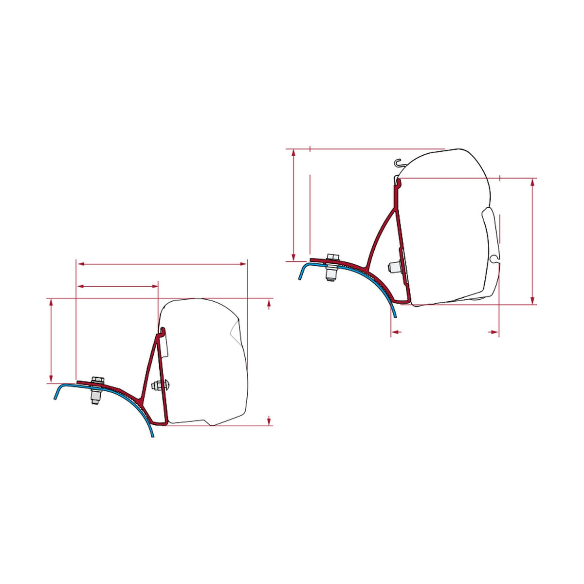 Fiamma Kit Trafic e Vivaro 2001-2014, tendalino: disegno di montaggio
