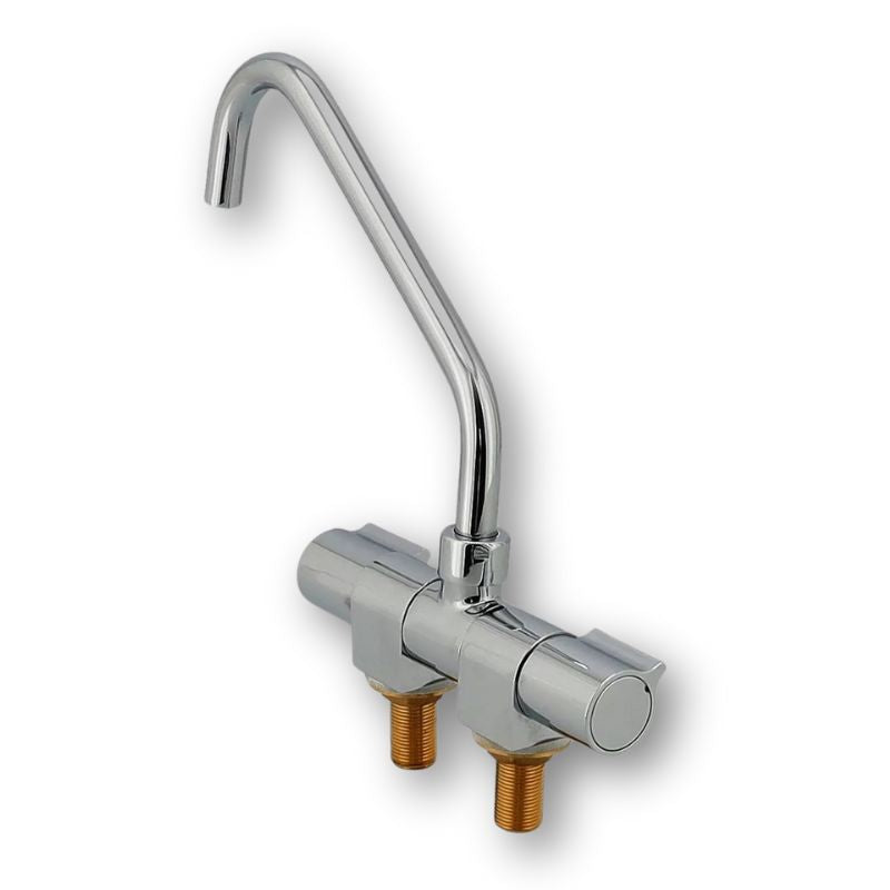 RV BASIC - MISCELATORE DOPPIA MANOPOLA CANNA PIEGHEVOLE & GIREVOLE