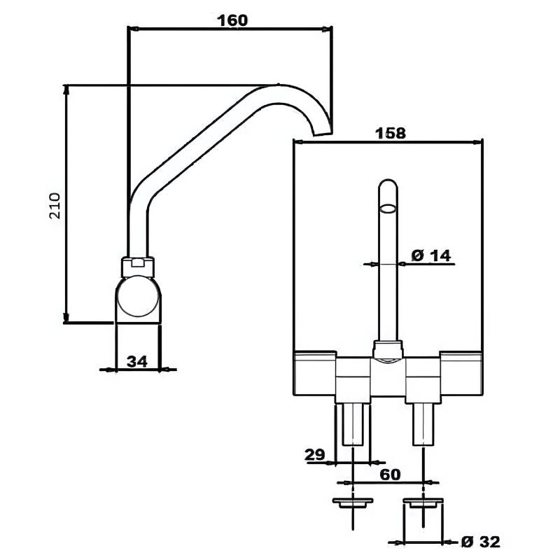 RV BASIC - MISCELATORE DOPPIA MANOPOLA CANNA PIEGHEVOLE & GIREVOLE