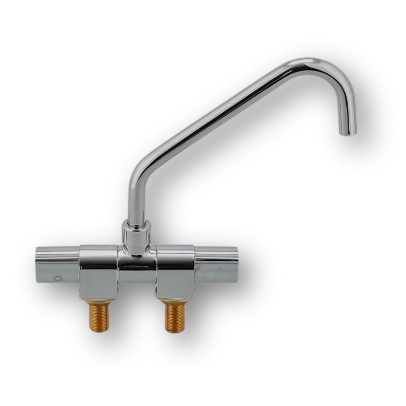RV BASIC - MISCELATORE DOPPIA MANOPOLA CANNA PIEGHEVOLE & GIREVOLE