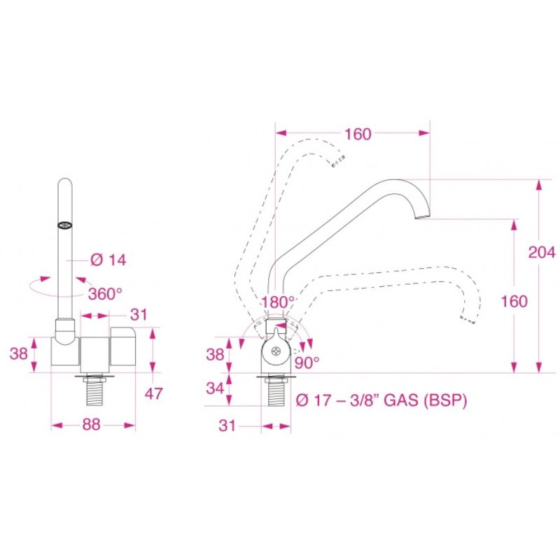 RV BASIC - RUBINETTO CANNA PIEGHEVOLE & GIREVOLE