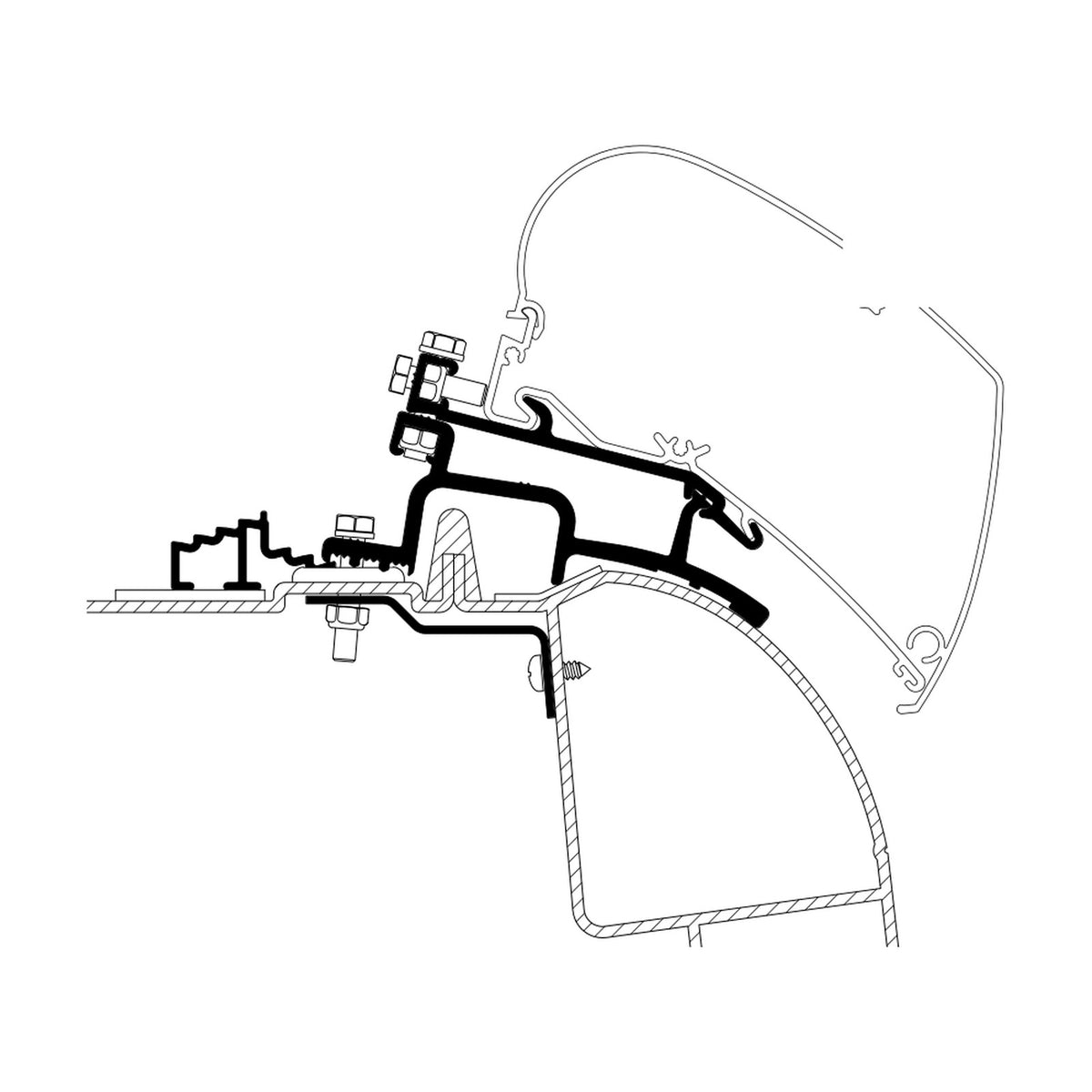 Thule Adattatori Master e Movano 1998-2010, a tetto: disegno di montaggio