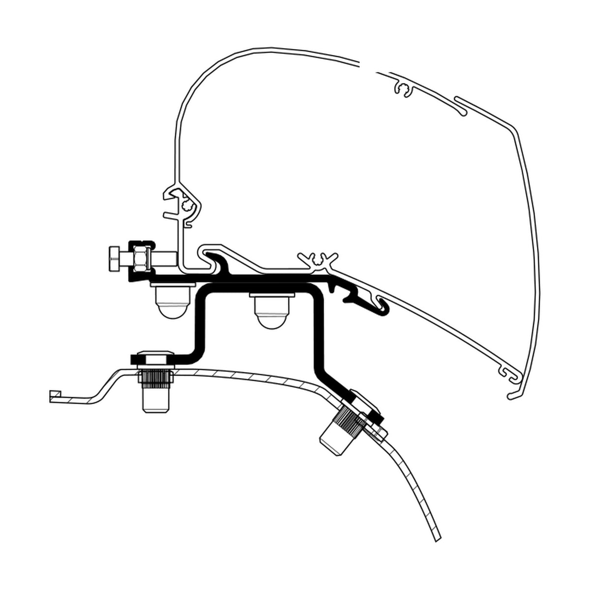 Thule Adattatori Master e Movano dal 2024, a tetto: disegno di montaggio