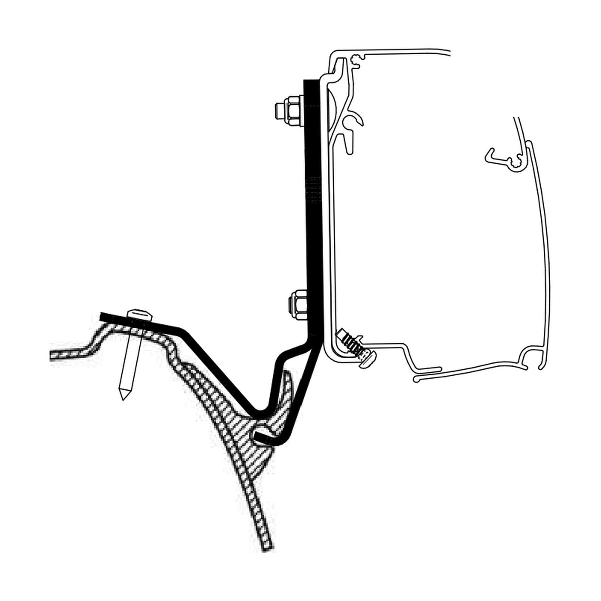 Thule Adattatori VW T5 e T6 Westfalia Kepler, tendalino: disegno di montaggio