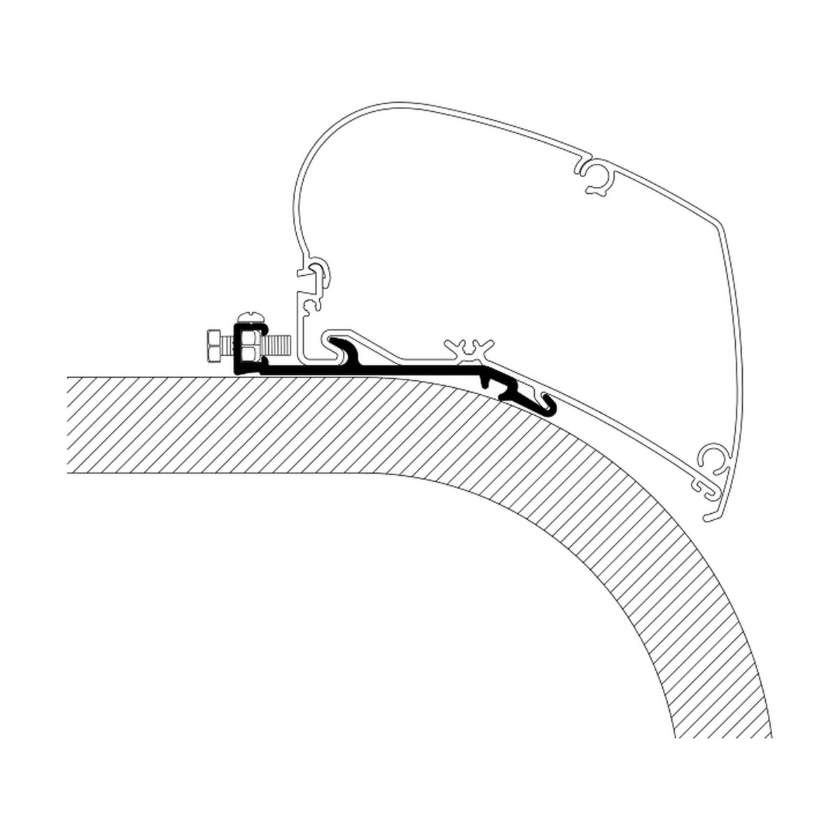 Thule Flat Roof, adattatore tendalini a tetto piatto: disegno di montaggio