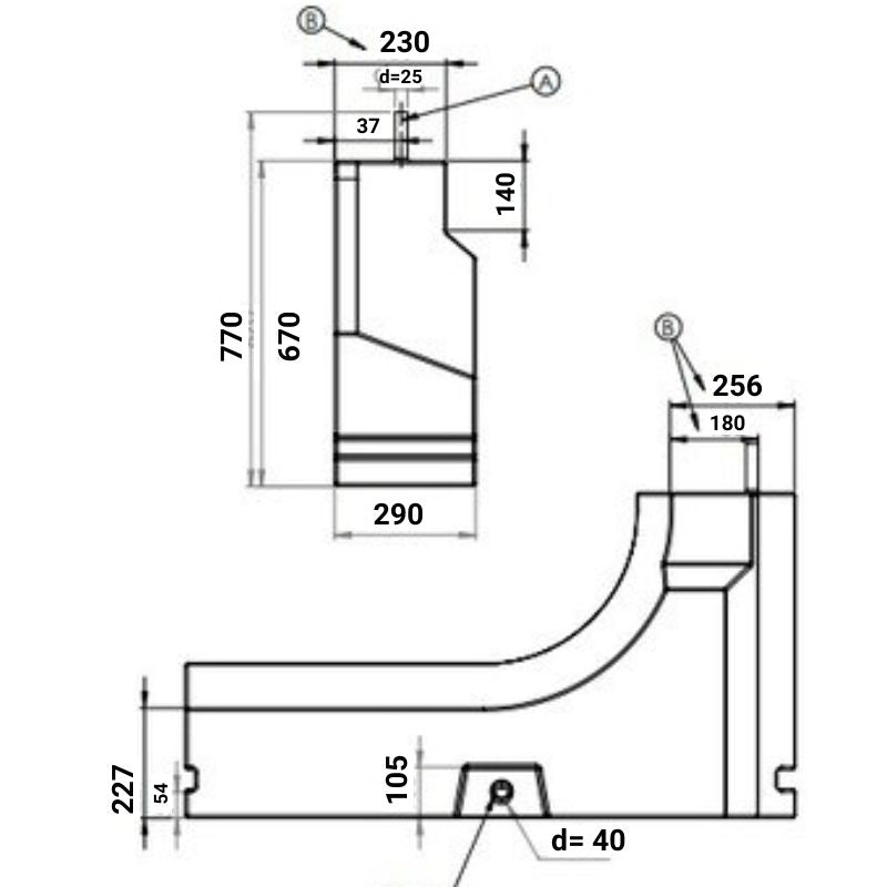 Aplast serbatoio passaruota 112L per Ducato disegno tecnico misure