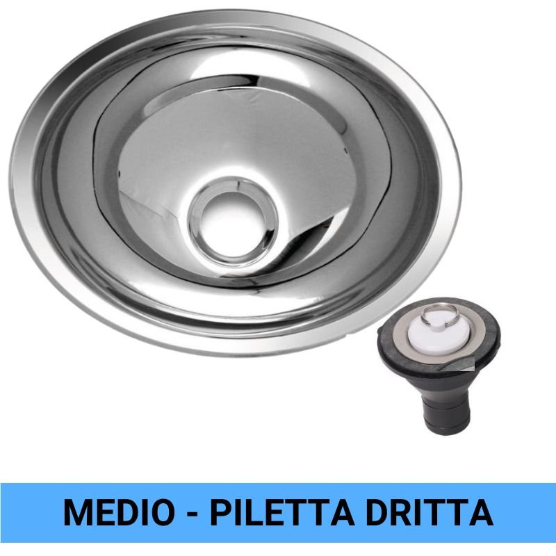 RV Basic lavandino ovale medio in acciaio inox con piletta dritta