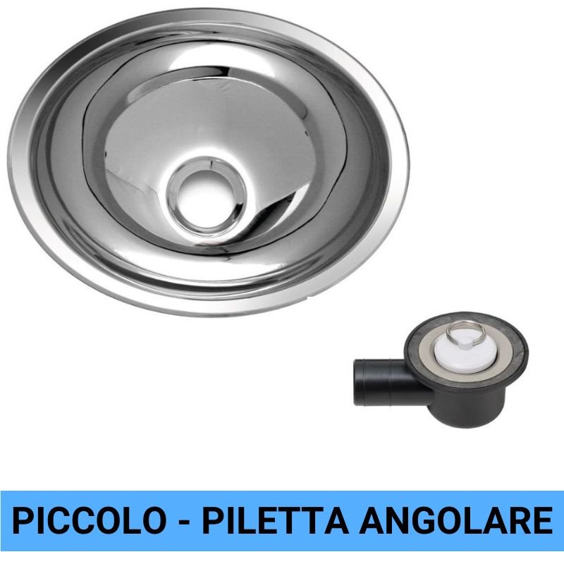 RV Basic lavandino ovale piccolo in acciaio inox con piletta angolare