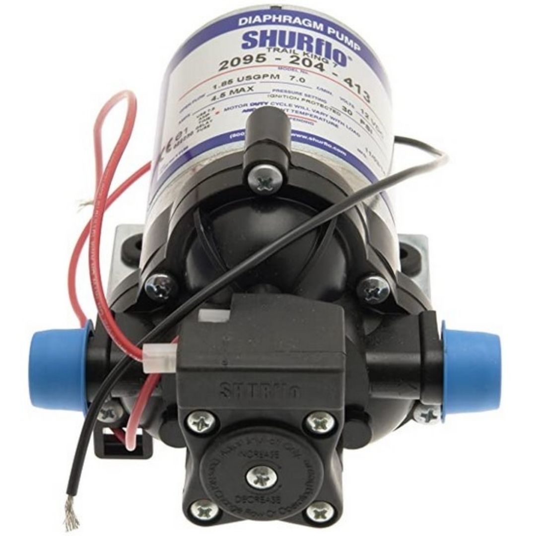 Shurflo Trail King pompa a pressostato 12V dettaglio dettaglio testata