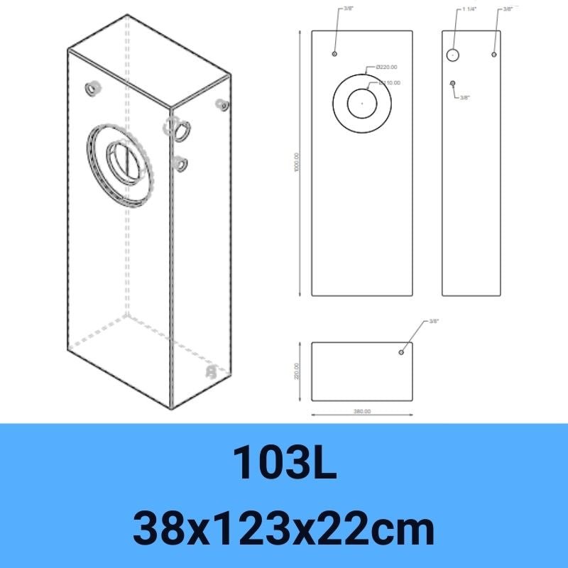 serbatoio acqua camper 103L 38x123x22cm