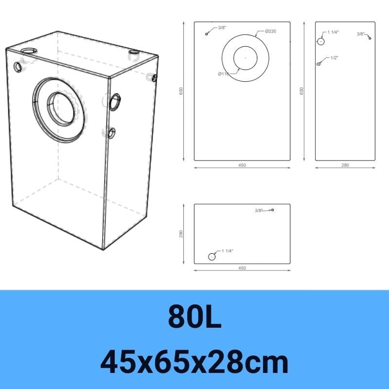 serbatoio acqua camper 80L 45x65x28cm