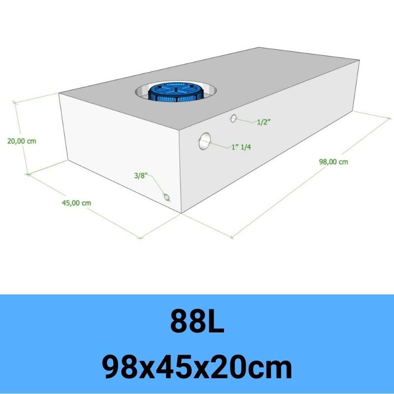 serbatoio acqua camper 88L 98x45x20cm