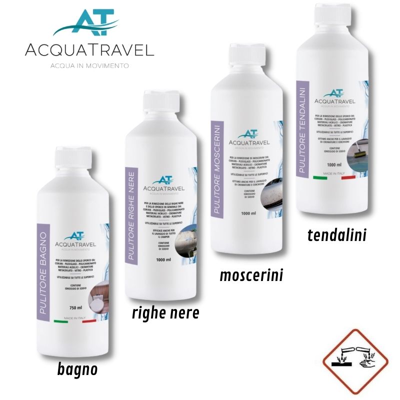 AcquaTravel liquidi per pulizia interno ed esterno camper