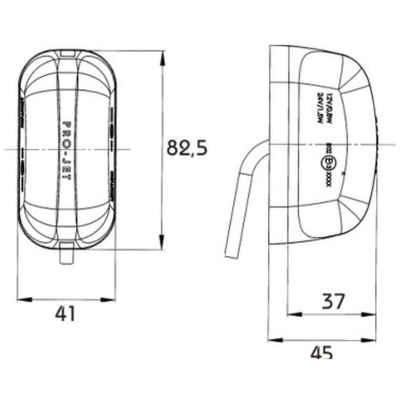 Aspock Pro-Jet disegno tecnico misure