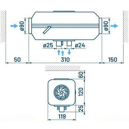 Autoterm Air 2D disegno tecnico misure