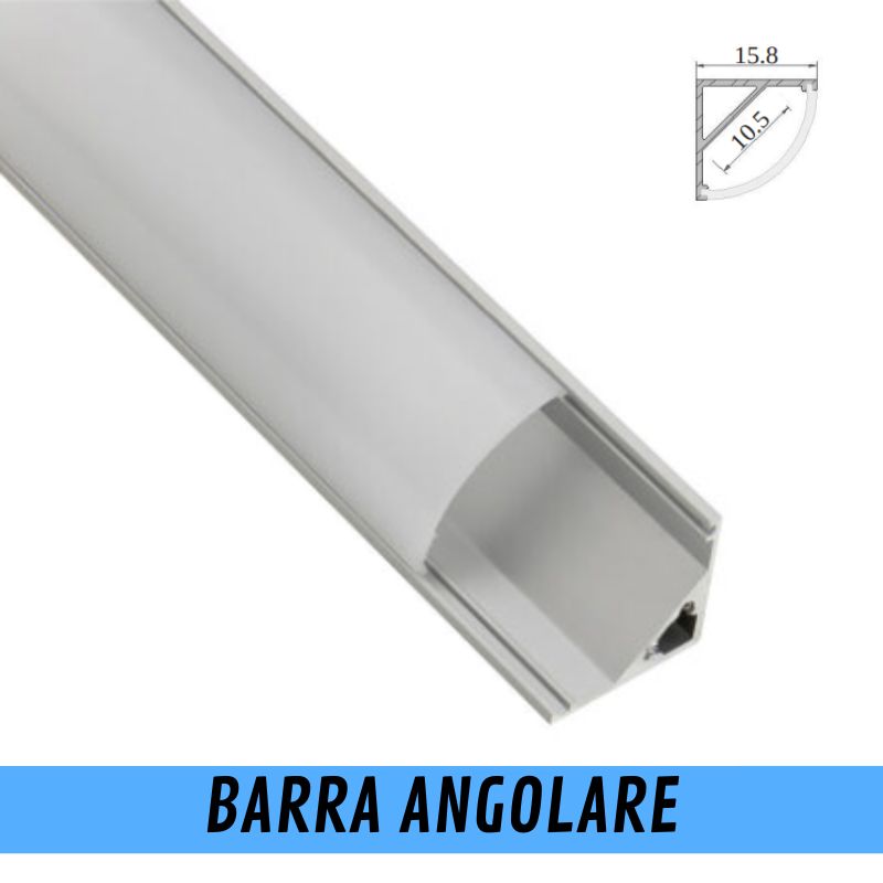 Barra angolare 2m con cover opaca per strisce led