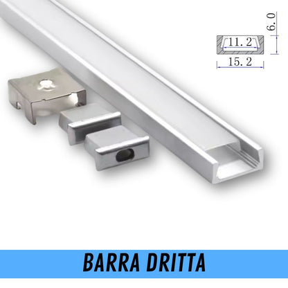 Barra piatta 2m con cover opaca per strisce led
