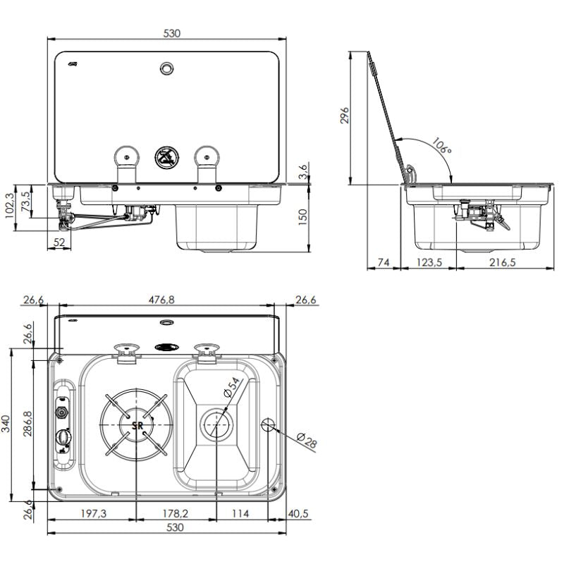 CAN FL1323 e FL1324 disegno tecnico misure