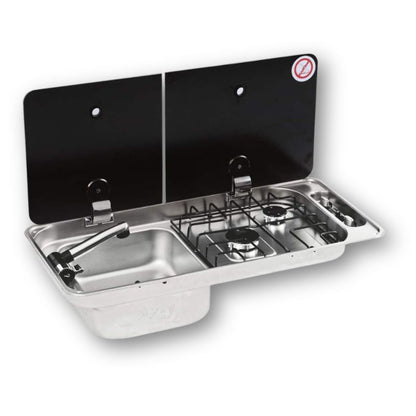 CAN FL1402 piano cottura inox con lavandino e copertura