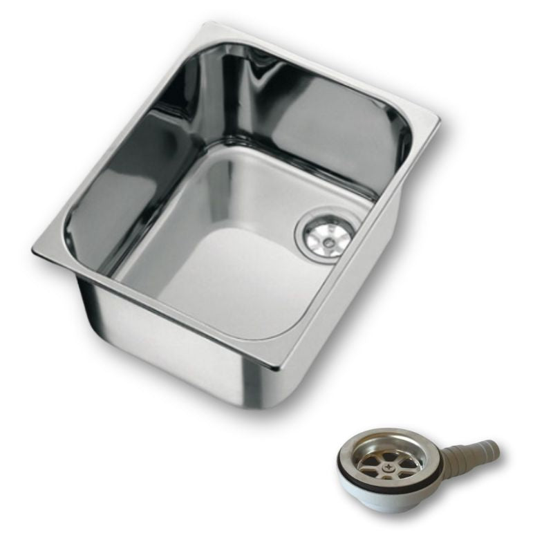 CAN LA1402 lavandino rettangolare 36x32 in acciaio inox con piletta