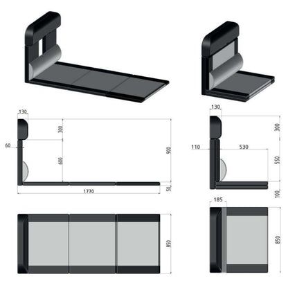 CTA cuscineria per Smart Kit con Easy Bed poggiatesta unico disegno tecnico misure