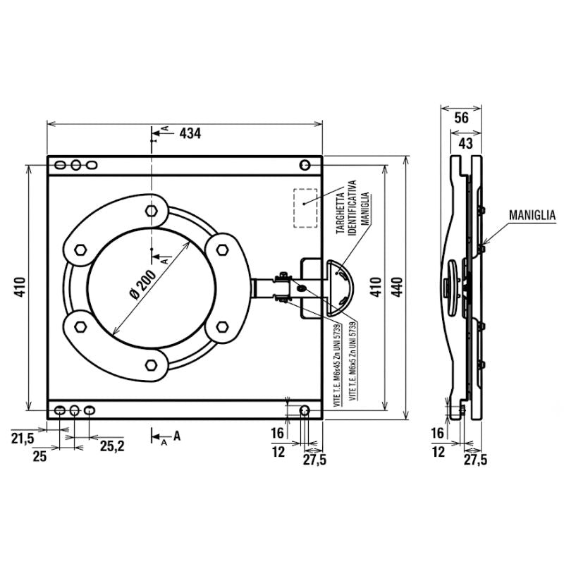CTA piastra girevole Ducato X250 X290 dal 2006 disegno tecnico misure 3