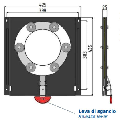 CTA piastra girevole per VW T5, T6 e T6.1 disegno tecnico misure