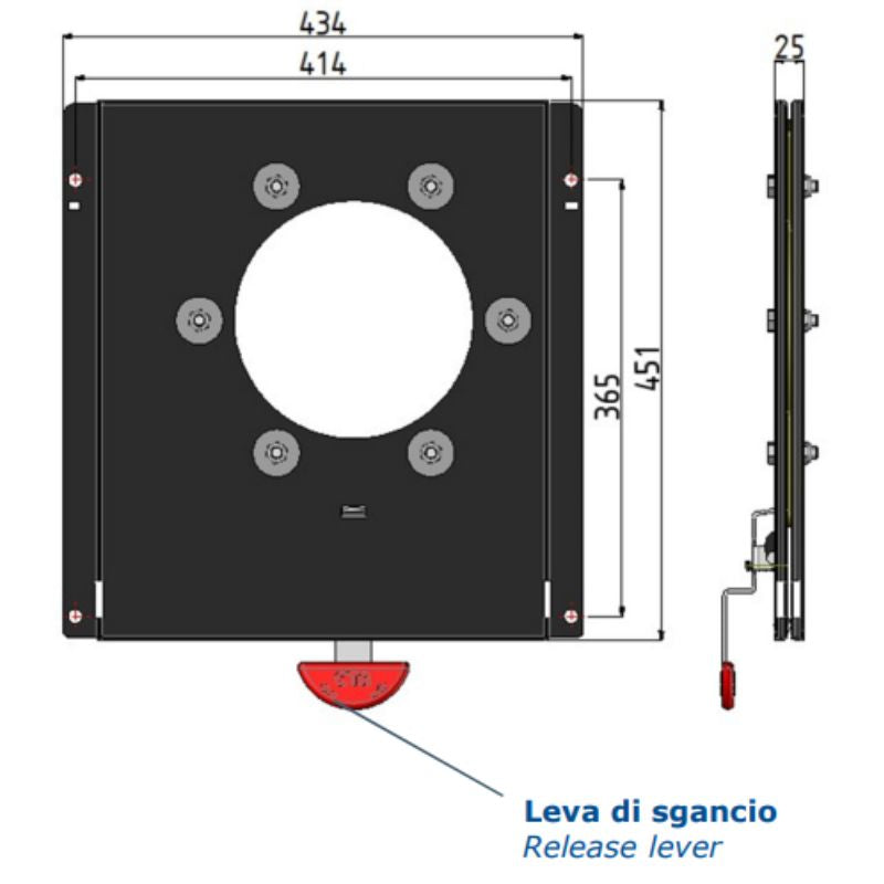 CTA piastra girevole sedile guida VW Crafter e MAN TGE dal 2016 disegno tecnico misure