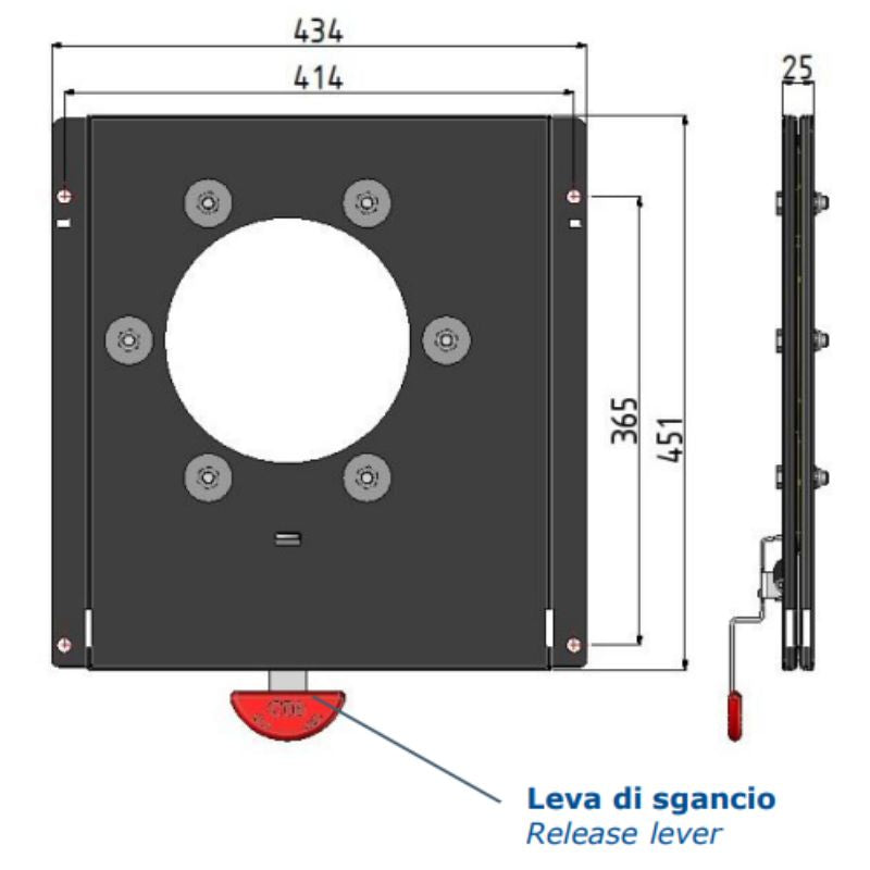 CTA piastra girevole sedile passeggero VW Crafter e MAN TGE dal 2016 disegno tecnico misure