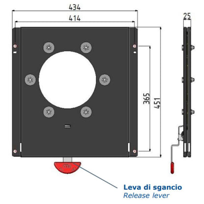 CTA piastra girevole sedile passeggero VW Crafter e MAN TGE dal 2016 disegno tecnico misure