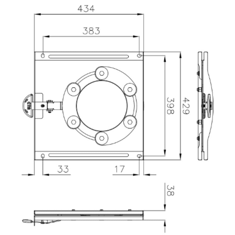 CTA piastra girevole sedili singoli cabina per VW T5 e T6 disegno tecnico misure