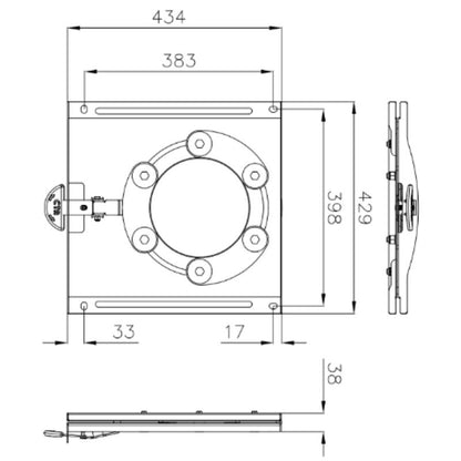 CTA piastra girevole sedili singoli cabina per VW T5 e T6 disegno tecnico misure