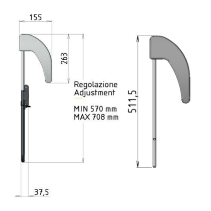 CTA poggiatesta doppio Smart Kits disegno tecnico misure vista laterale