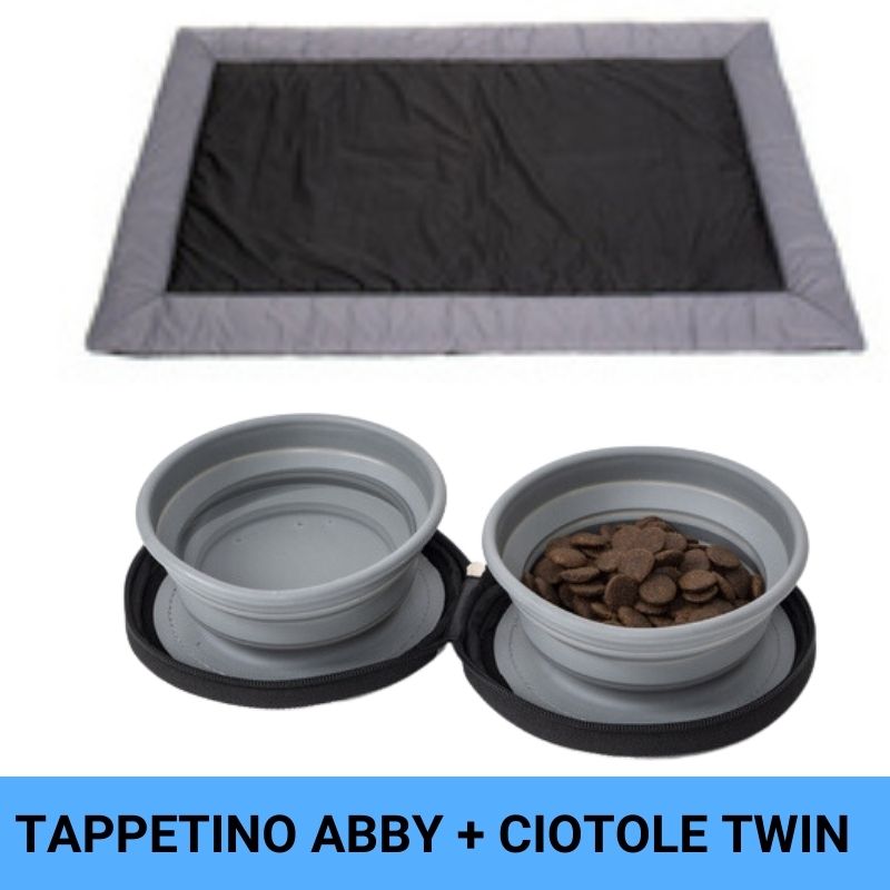 Camp4 tappetino cane Abby con ciotole pieghevoli Twin