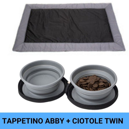Camp4 tappetino cane Abby con ciotole pieghevoli Twin